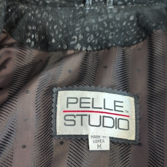 Pelle Studio Women’s Black Leather Trench Coat with Suede Accents 3006 M - Picture 11 of 12